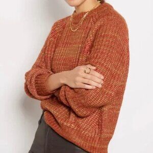 EVEREVE Tillie Ombre Pullover Crewneck Sweater (Orange and Brown) - L